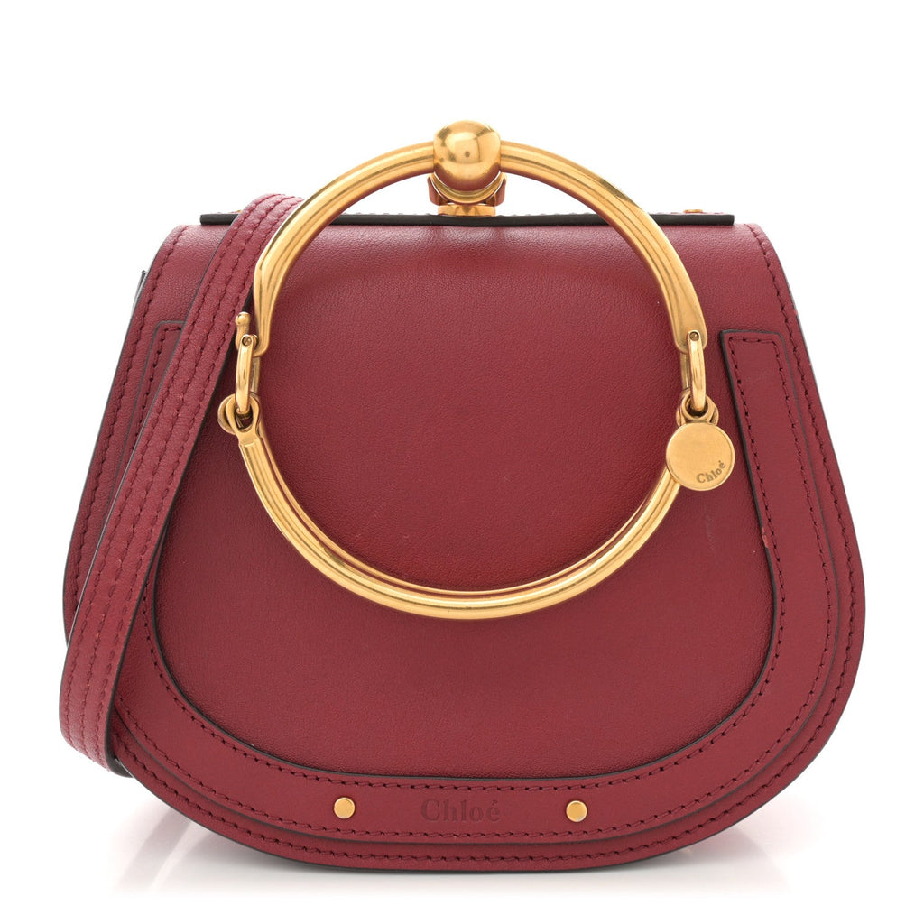 Calfskin Suede Small Nile Bracelet Bag Intense Red