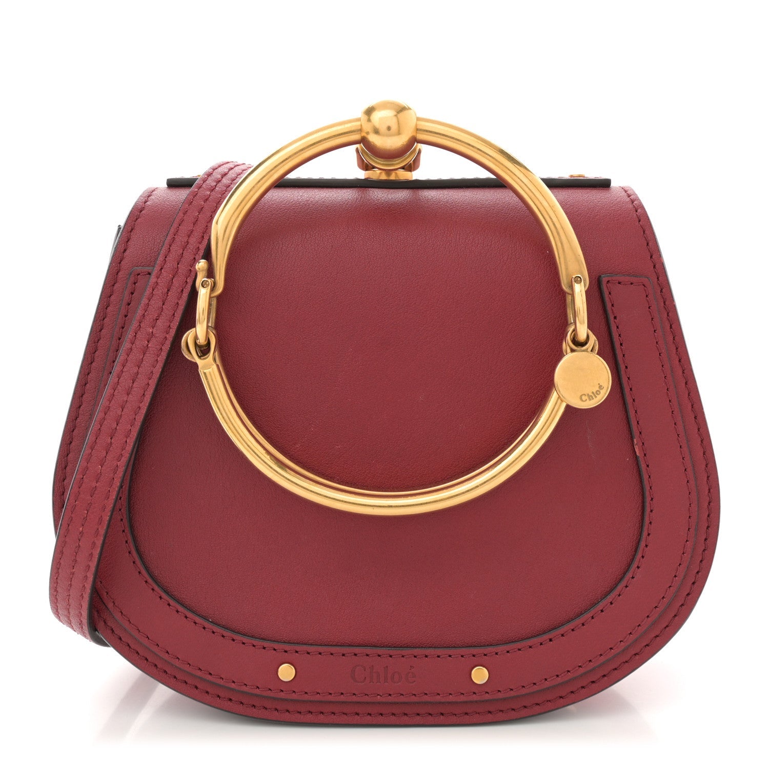 Calfskin Suede Small Nile Bracelet Bag Intense Red