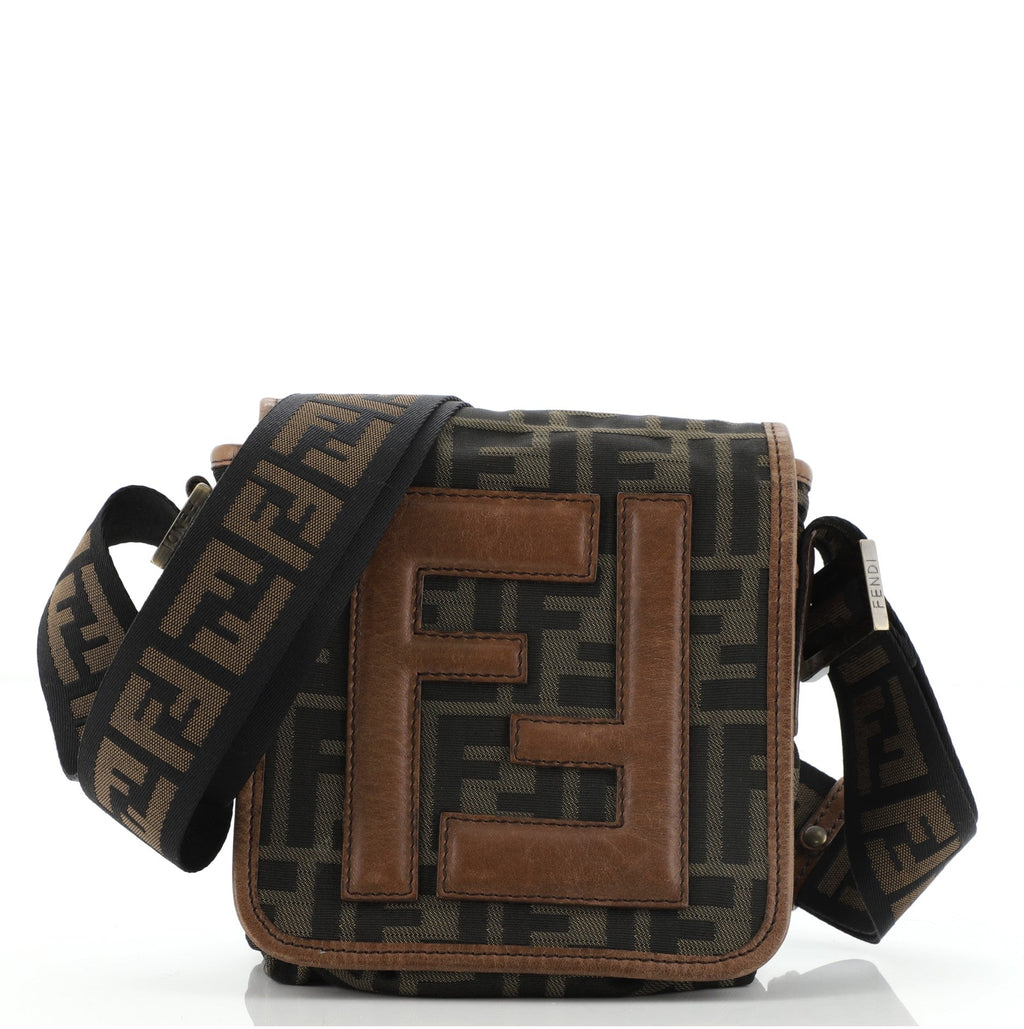 Vintage FF Flap Messenger Bag Zucca Canvas Mini