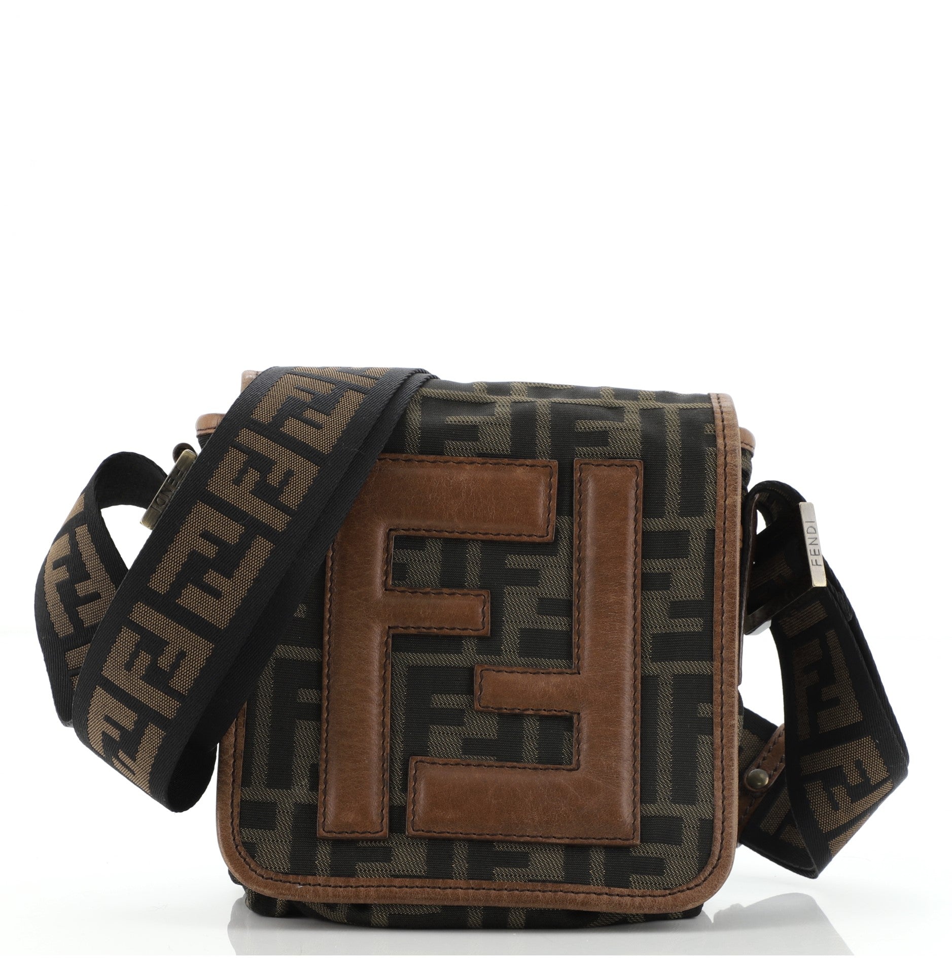 Vintage FF Flap Messenger Bag Zucca Canvas Mini