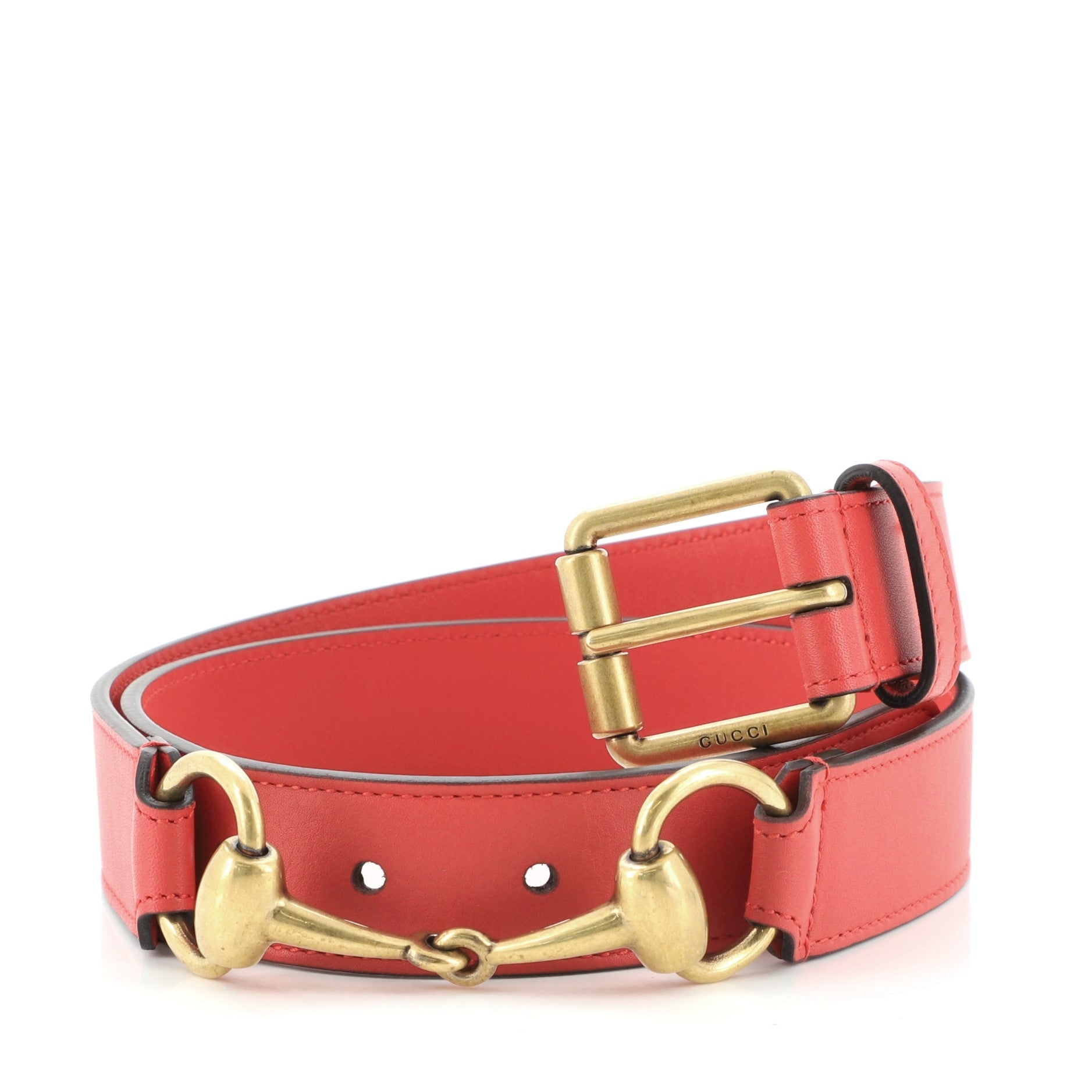Horsebit Buckle Belt Leather Medium 85
