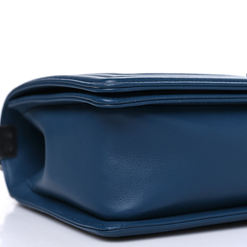 Calfskin Quilted New Medium Boy Flap Dark Blue