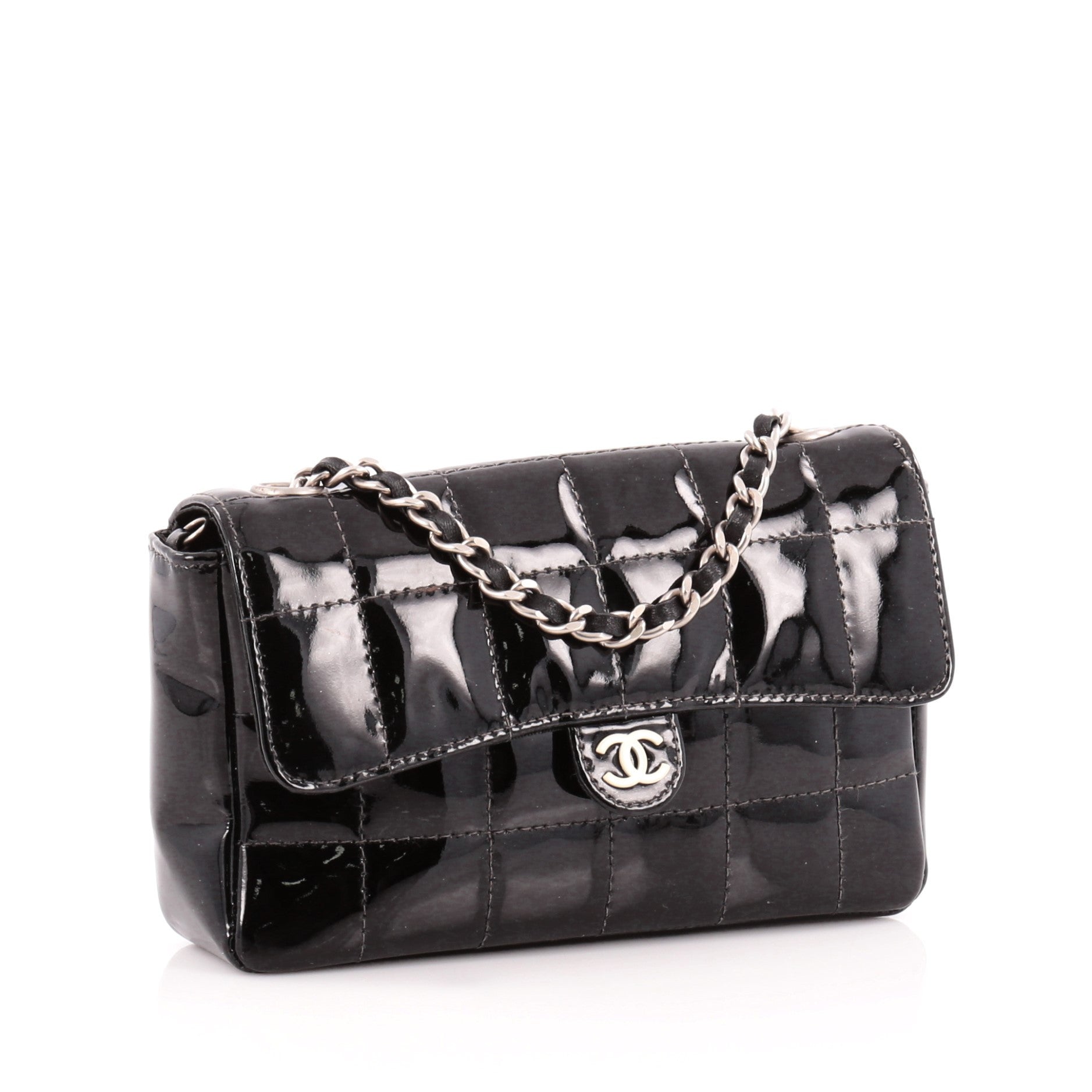 Vintage Chocolate Bar Waist Bag Quilted Patent Mini