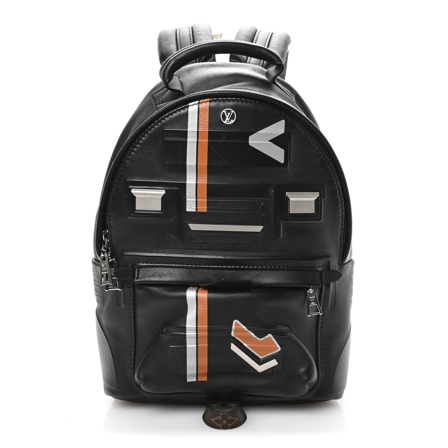 Lambskin Spaceship Embossed Palm Springs Backpack PM Black