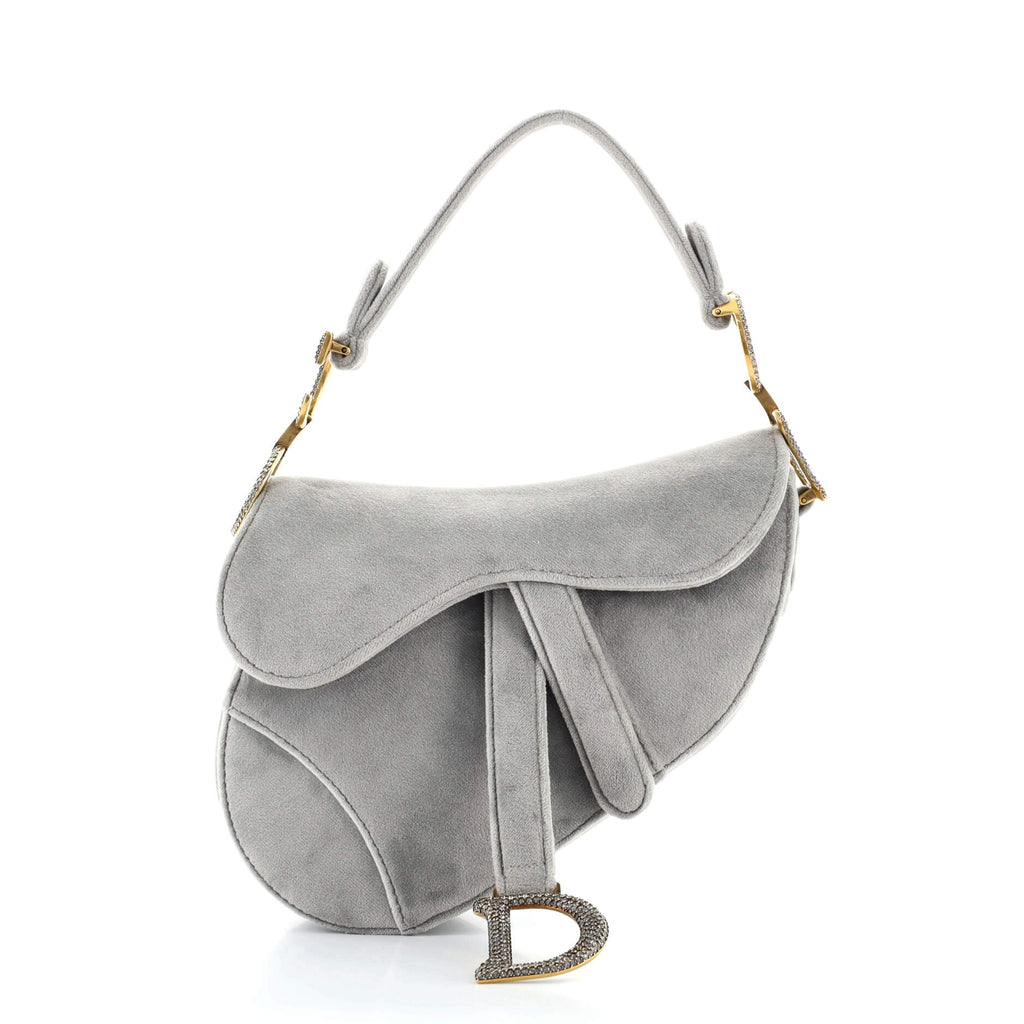 Saddle Handbag Velvet with Crystals Mini