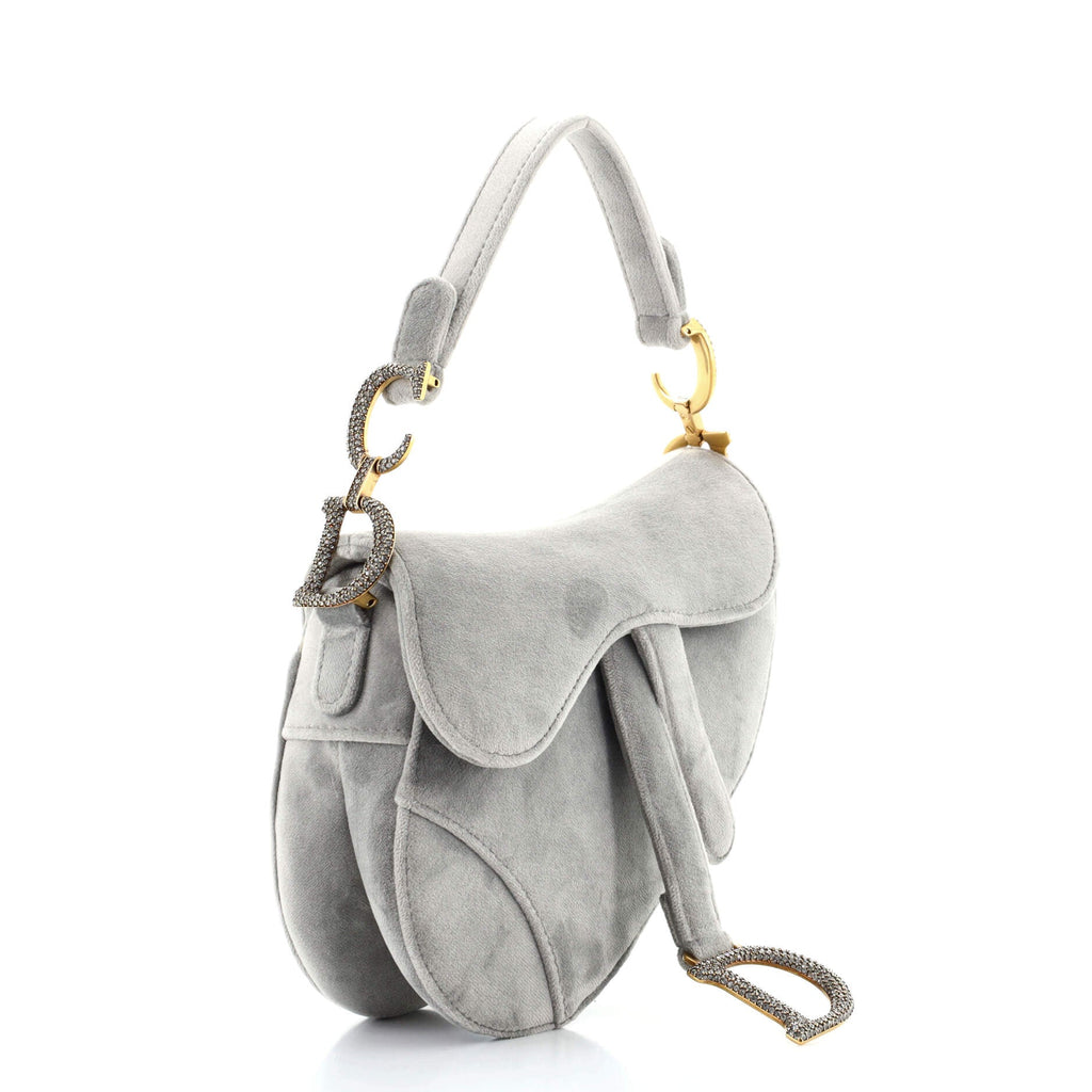 Saddle Handbag Velvet with Crystals Mini