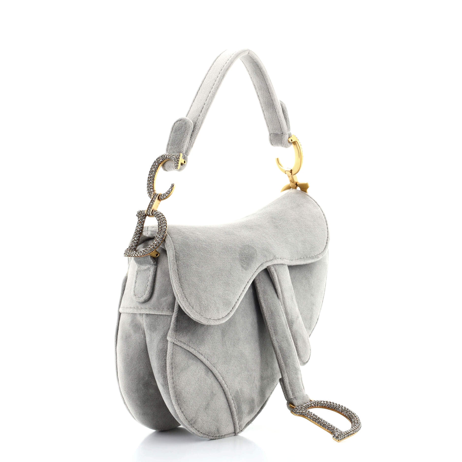 Saddle Handbag Velvet with Crystals Mini