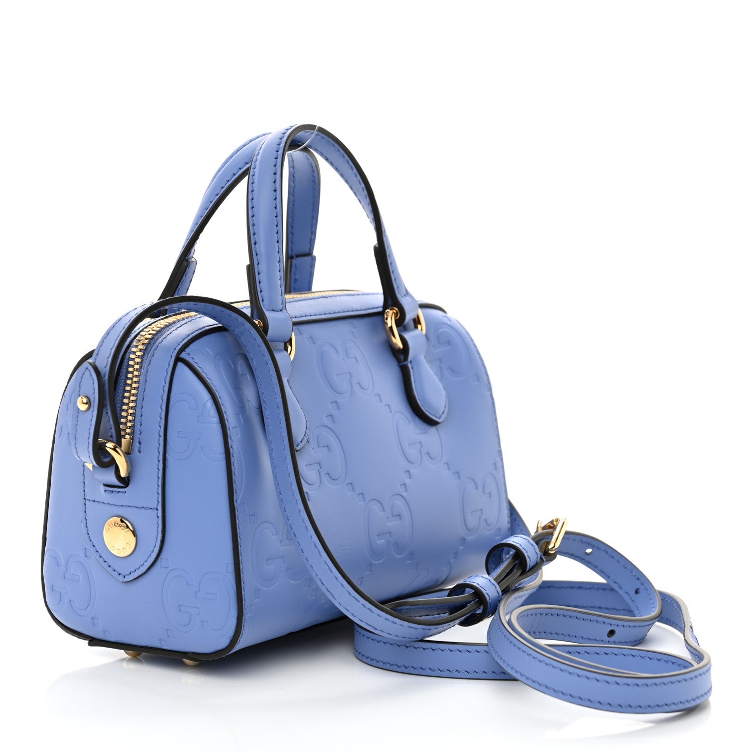 Gilbert Calfskin Jumbo GG Embossed Super Mini Top Handle Bowler Bag Bloom Lavender
