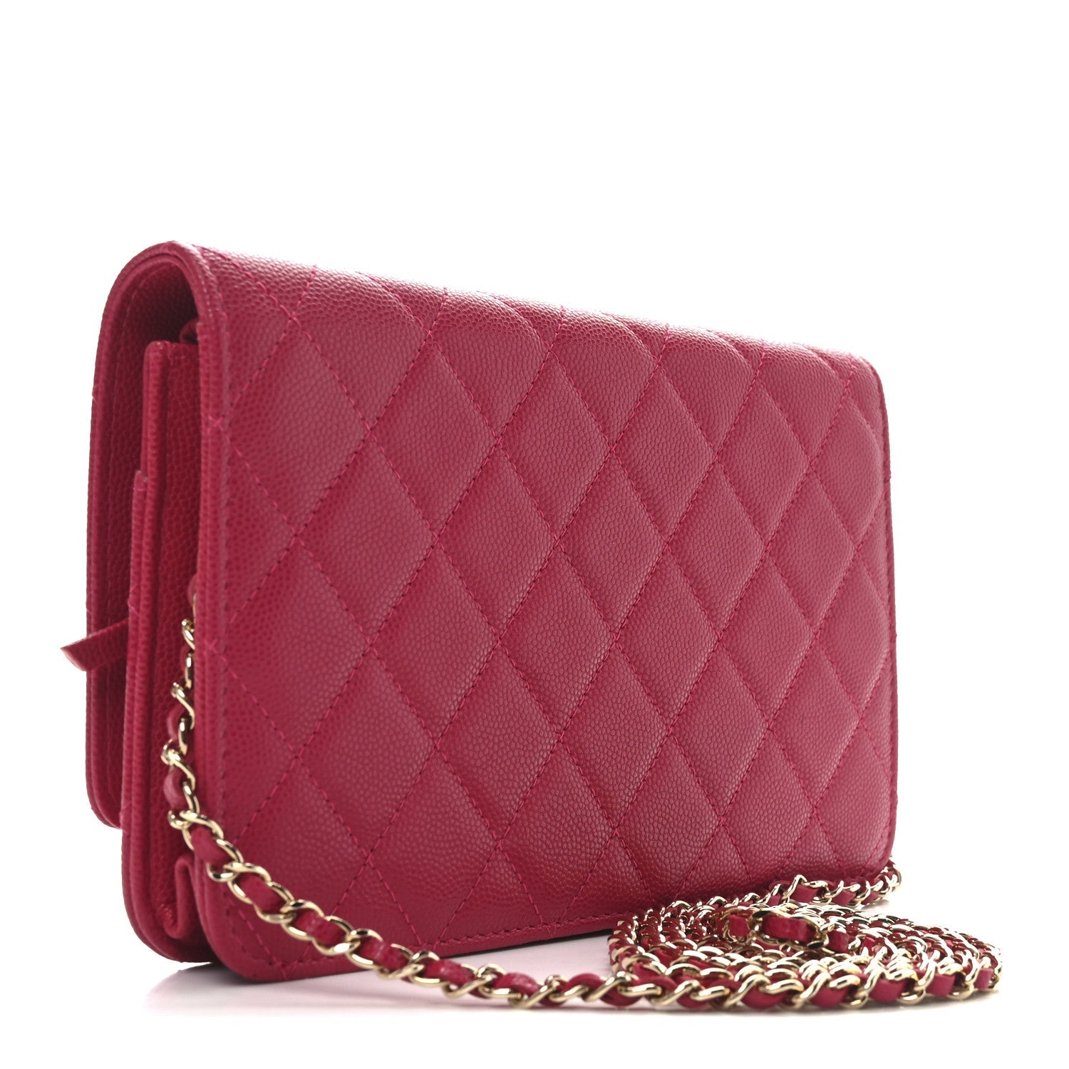Caviar Quilted Golden Class Wallet On Chain WOC Fuchsia
