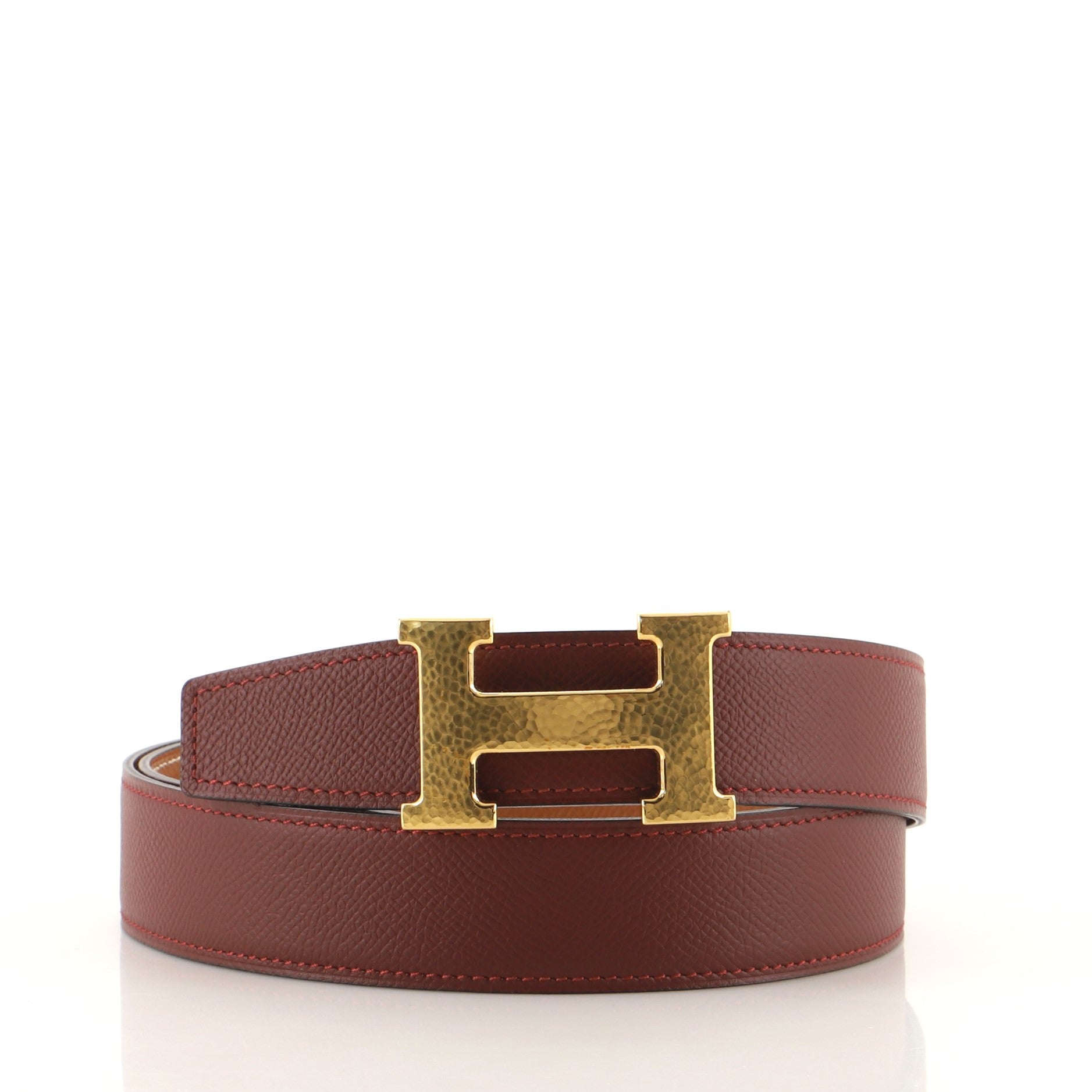 Constance Martelee H Reversible Belt Leather with Hammered Hardware Medium 85
