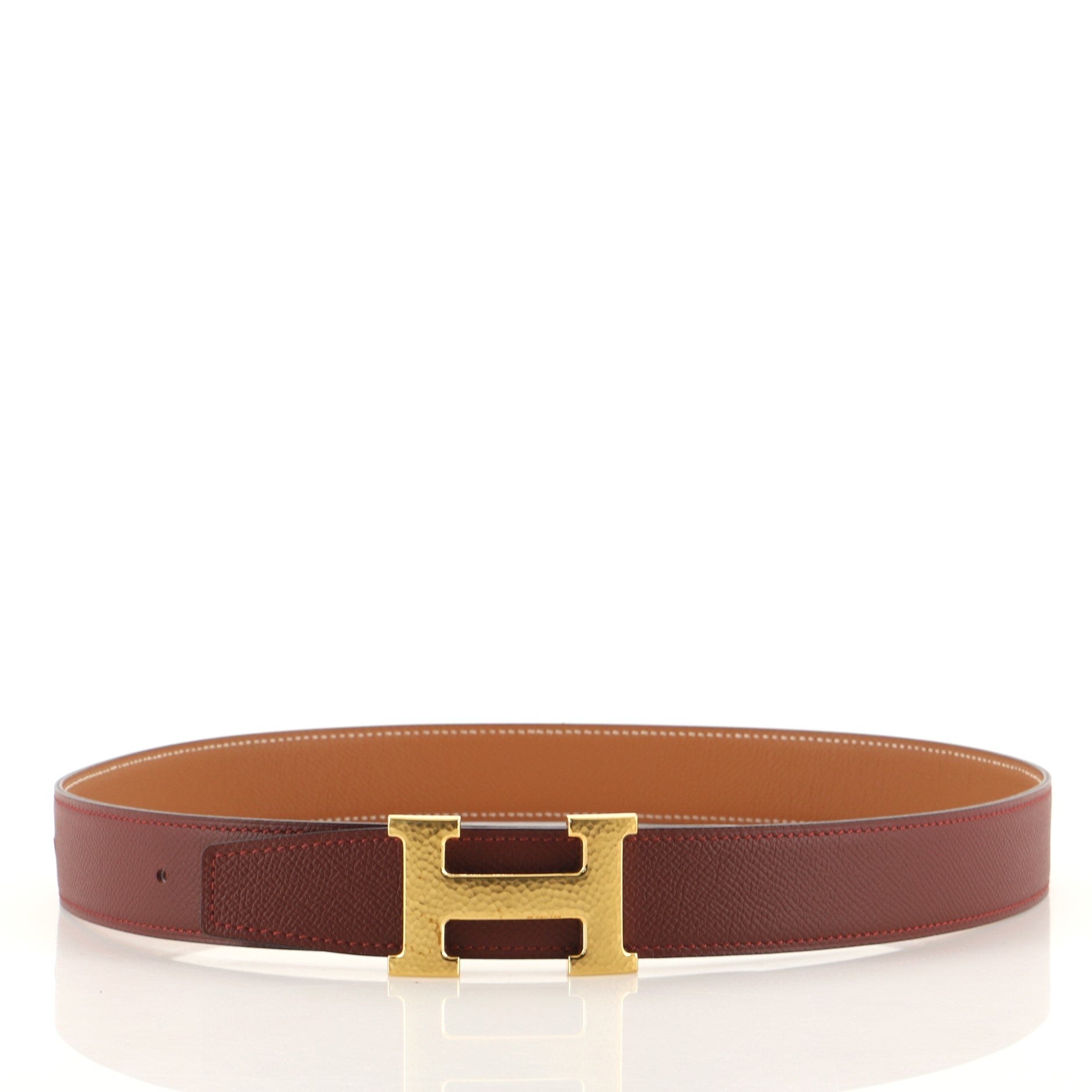 Constance Martelee H Reversible Belt Leather with Hammered Hardware Medium 85