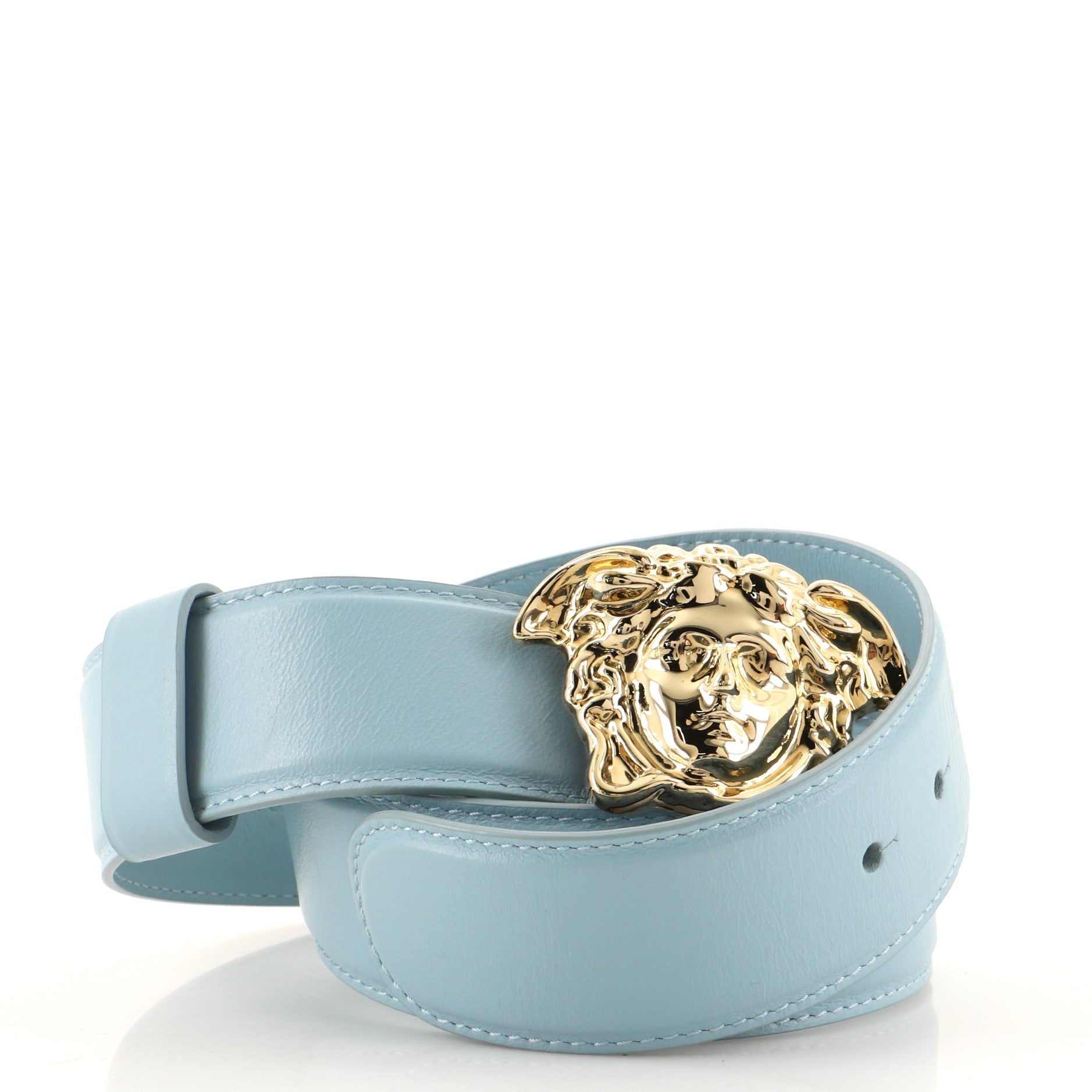 Medusa Buckle Belt Leather Wide 75