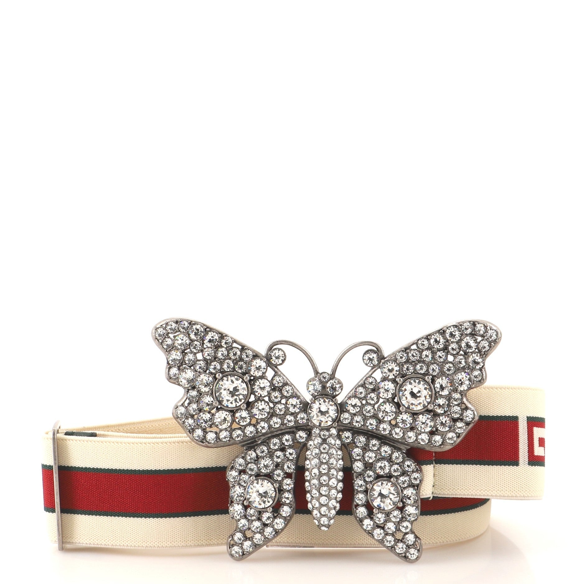 Butterfly Web Logo Belt Elastic with Metal and Crystals Wide 80