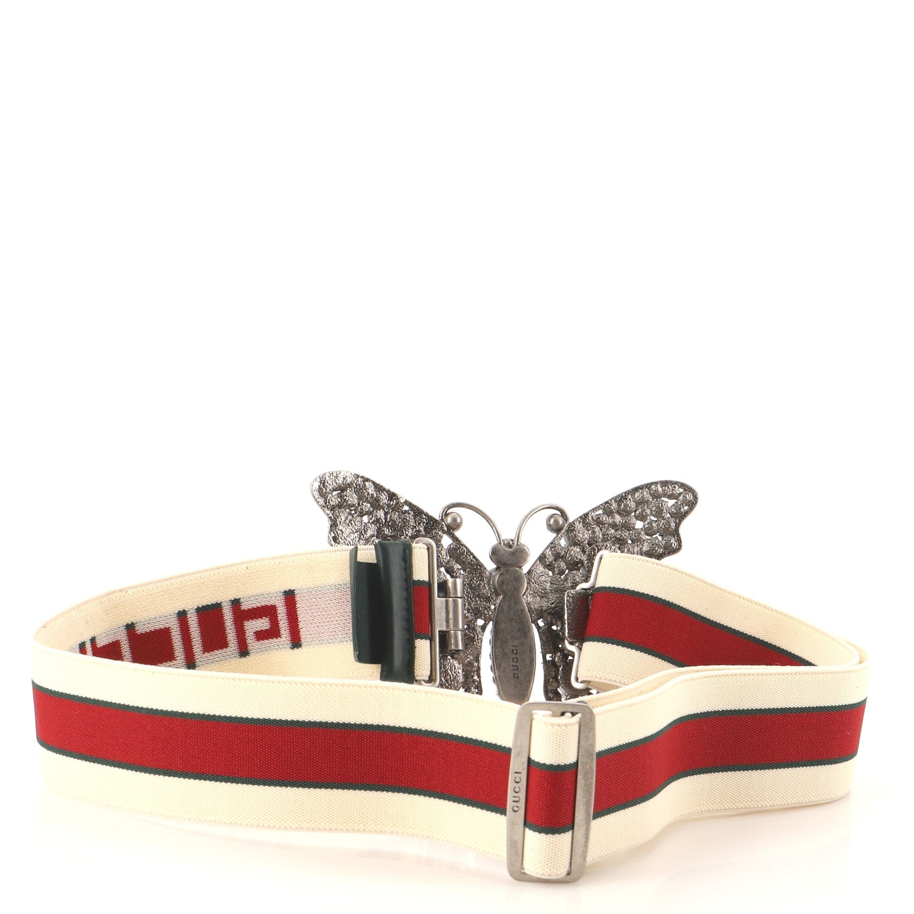 Butterfly Web Logo Belt Elastic with Metal and Crystals Wide 80