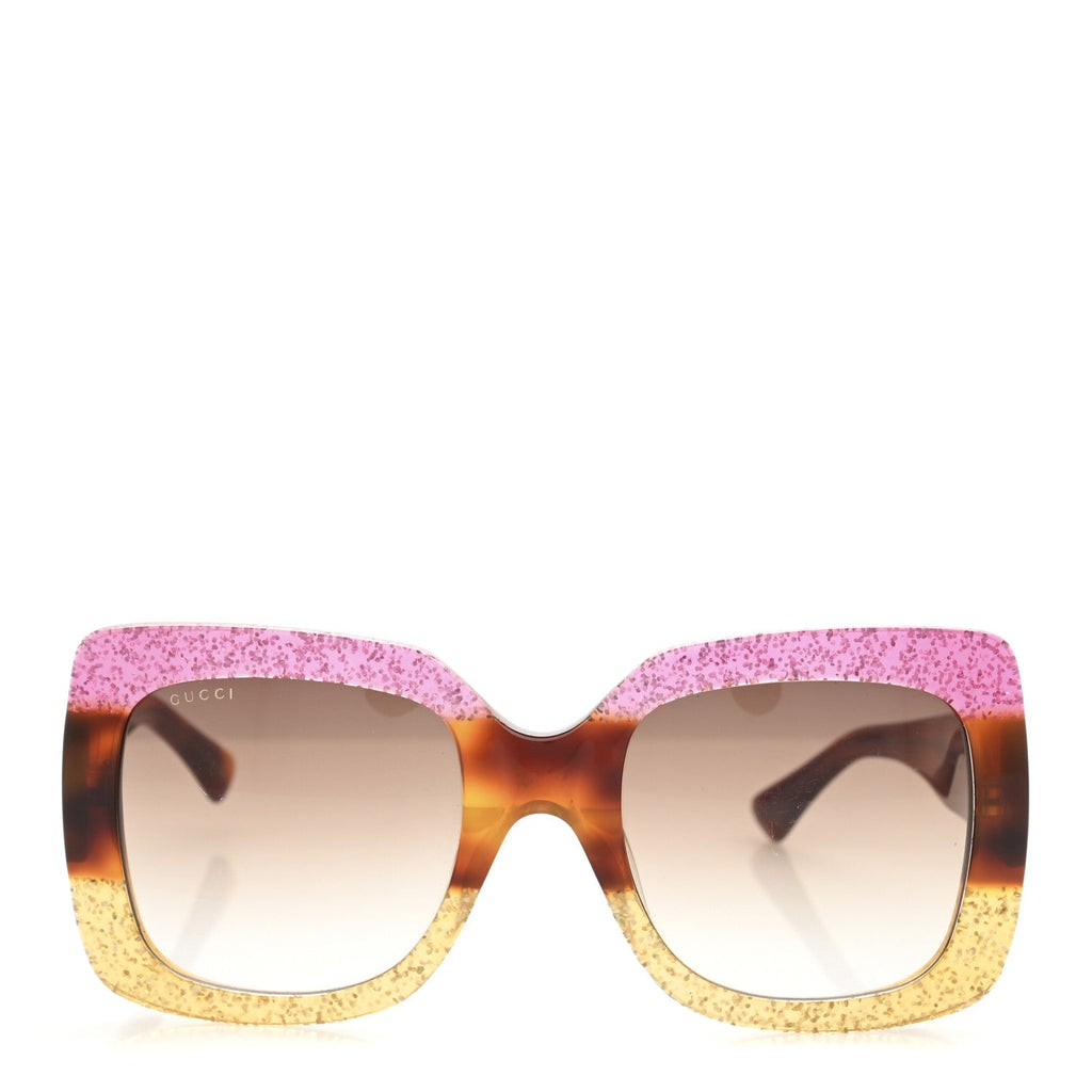 Square Frame GG0083S Sunglasses Glitter Pink Multi