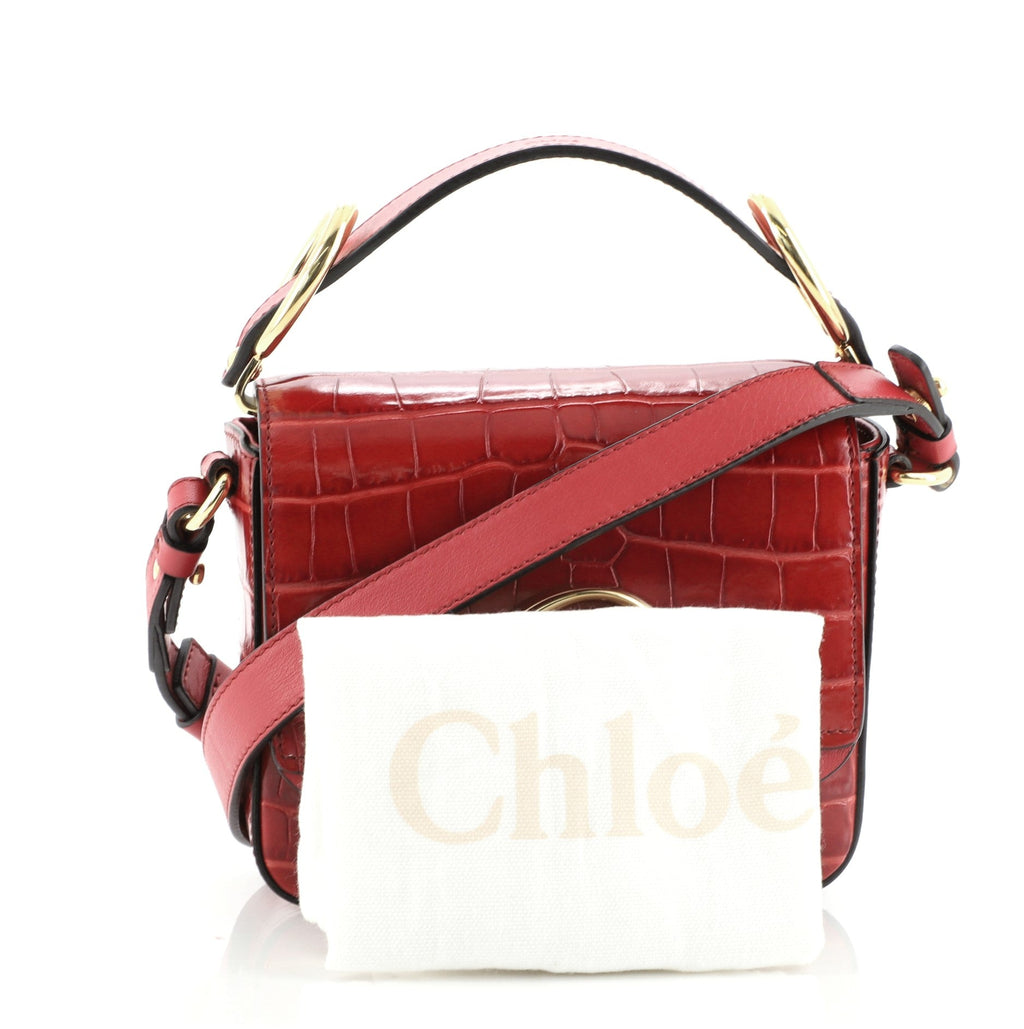 C Flap Bag Crocodile Embossed Leather Mini