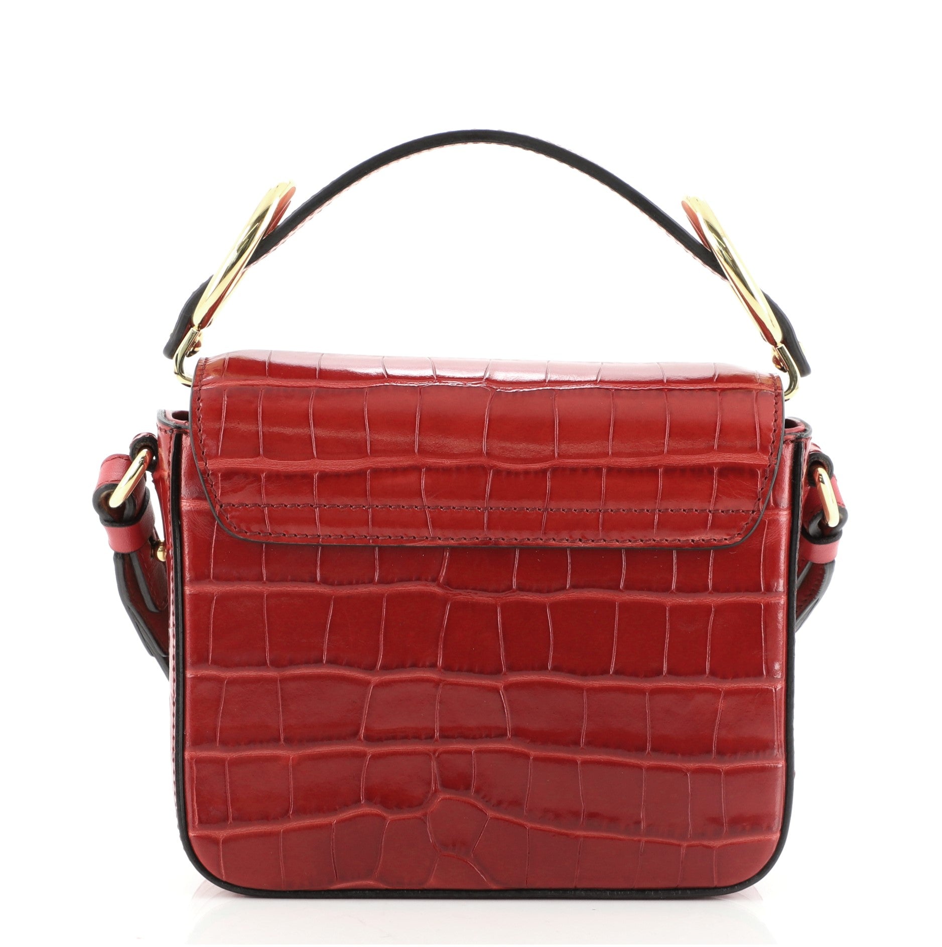 C Flap Bag Crocodile Embossed Leather Mini