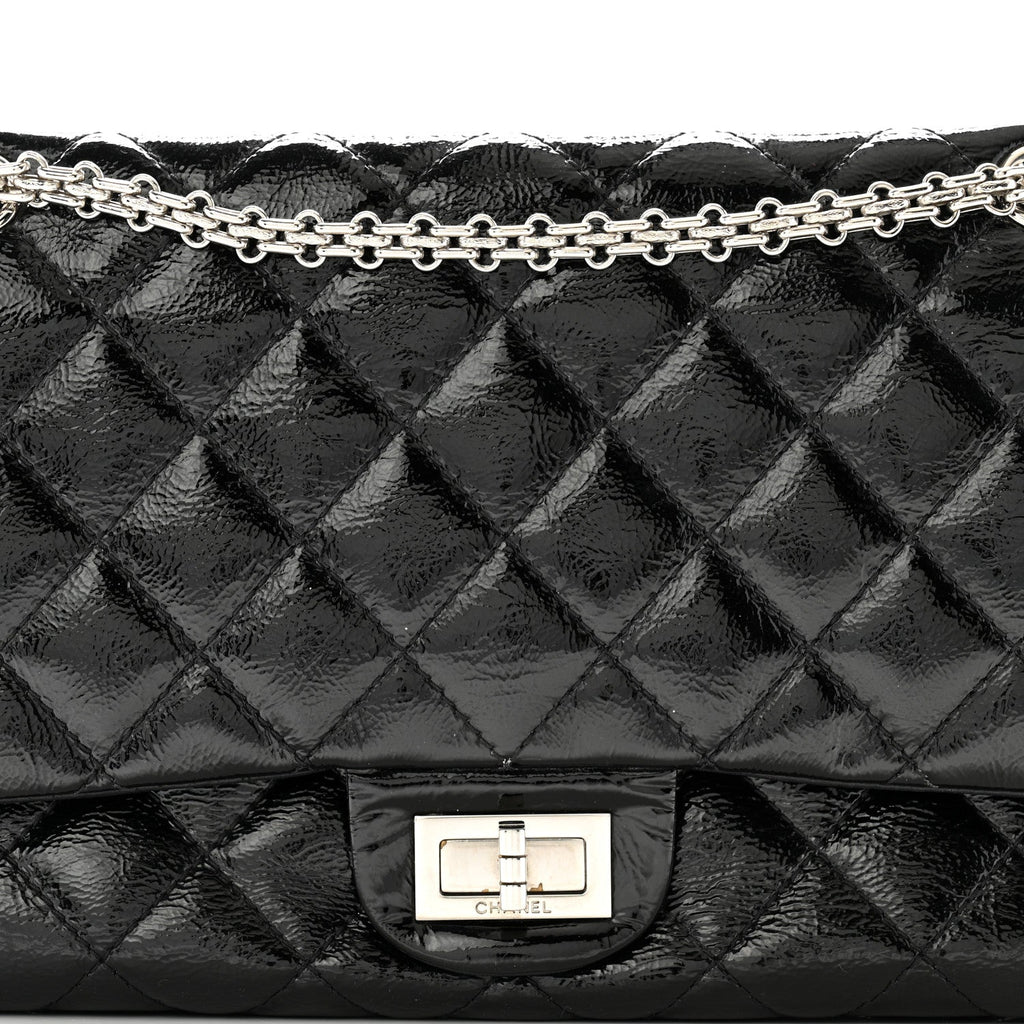 Distressed Patent Quilted 2.55 Reissue 227 Flap Black