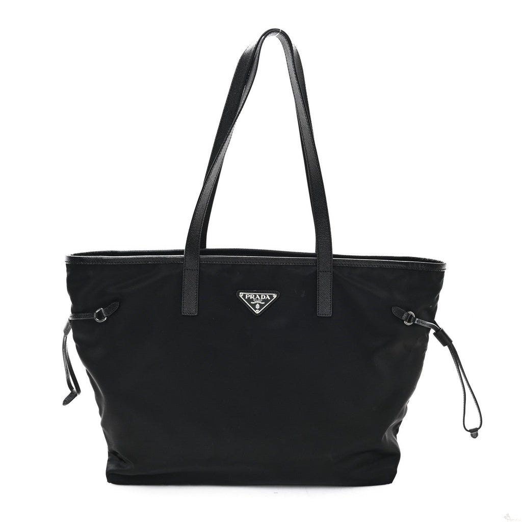 Tessuto Nylon Saffiano Shopping Tote Black