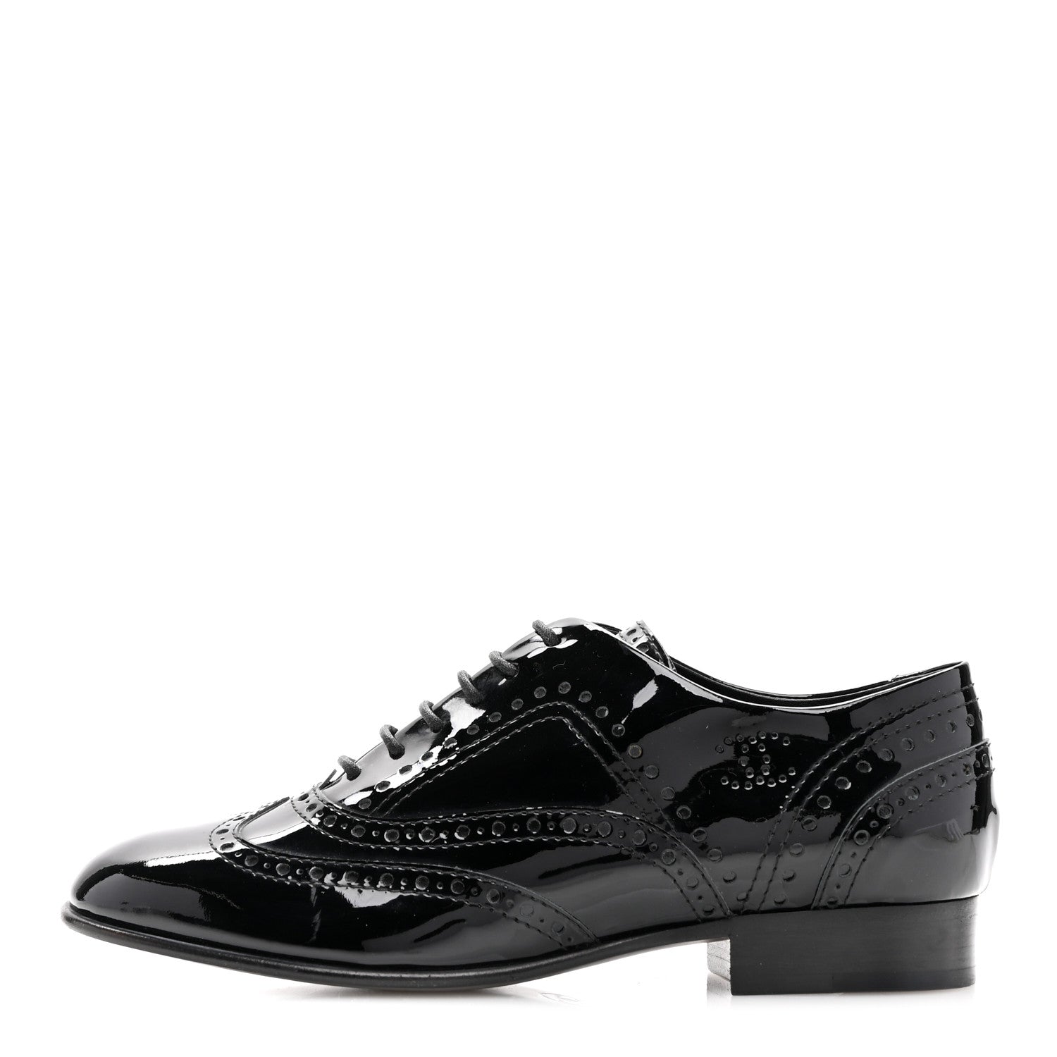 Patent Calfskin CC Brogue Lace Up Oxfords 36.5 Black