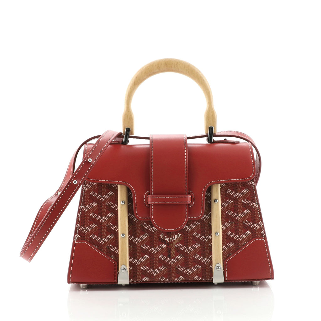 Structured Saigon Top Handle Bag Coated Canvas with Leather Mini