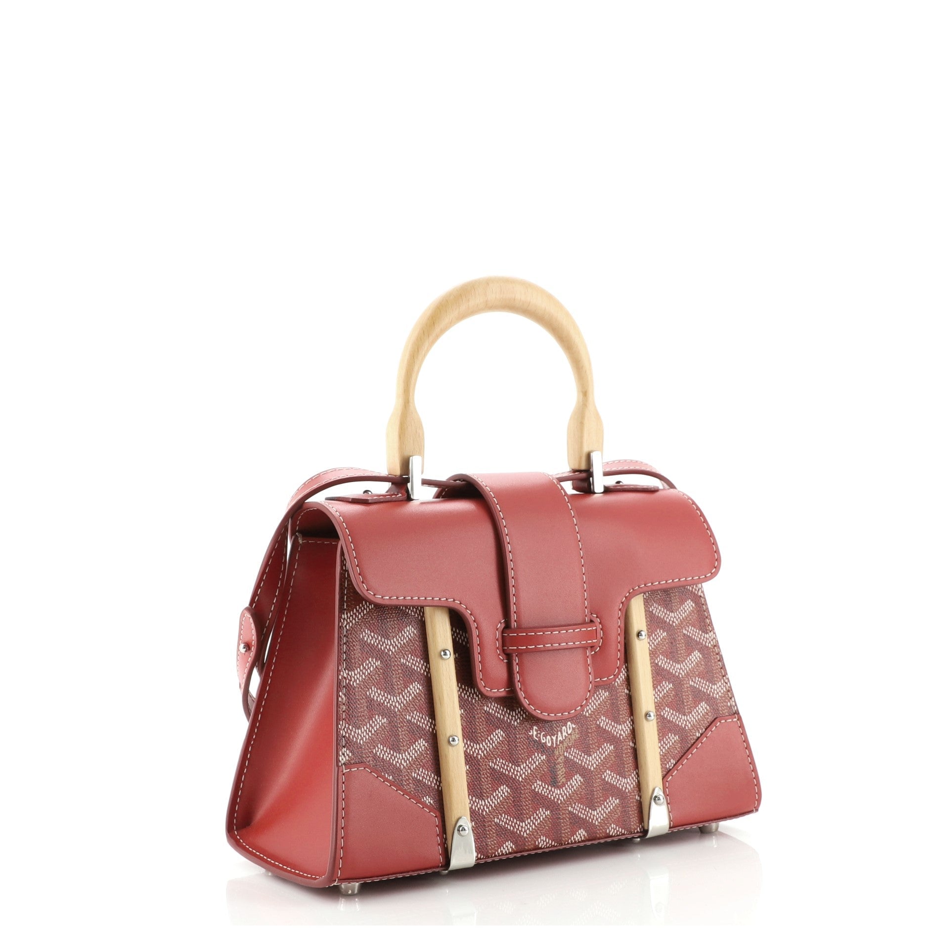 Structured Saigon Top Handle Bag Coated Canvas with Leather Mini