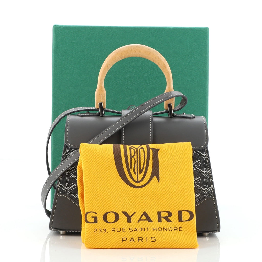 Structured Saigon Top Handle Bag Coated Canvas with Leather Mini