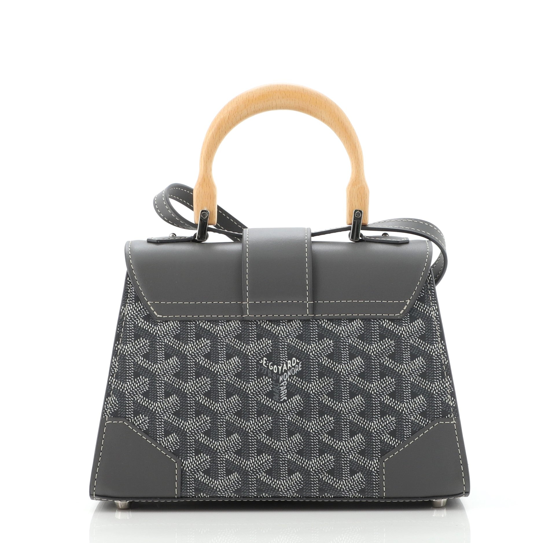 Structured Saigon Top Handle Bag Coated Canvas with Leather Mini