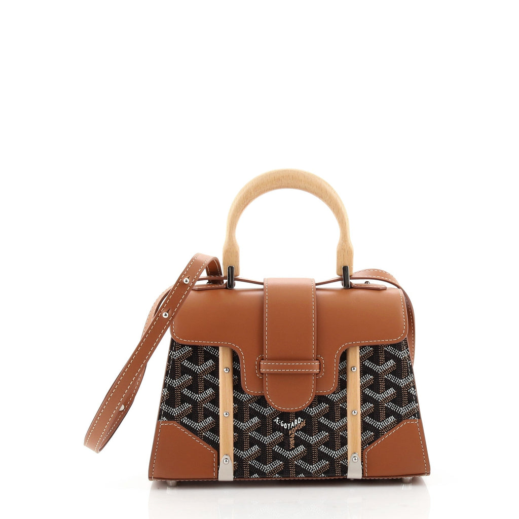 Structured Saigon Top Handle Bag Coated Canvas with Leather Mini
