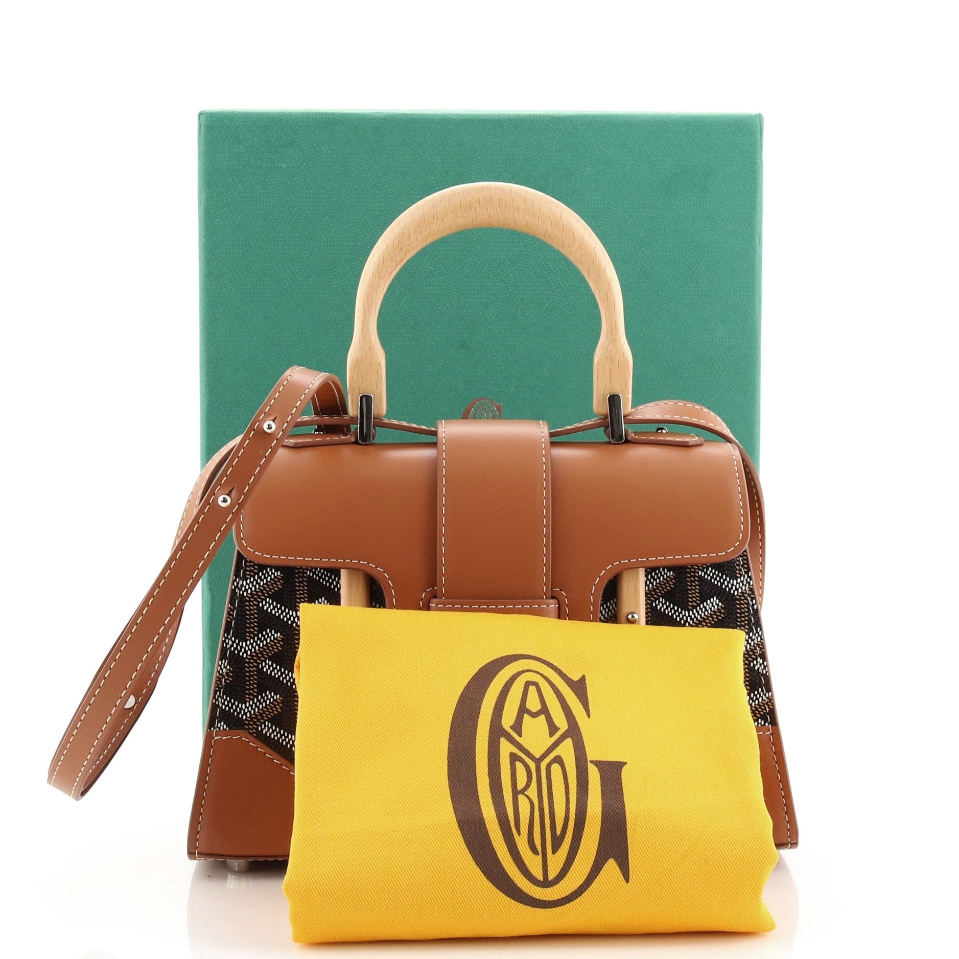 Structured Saigon Top Handle Bag Coated Canvas with Leather Mini