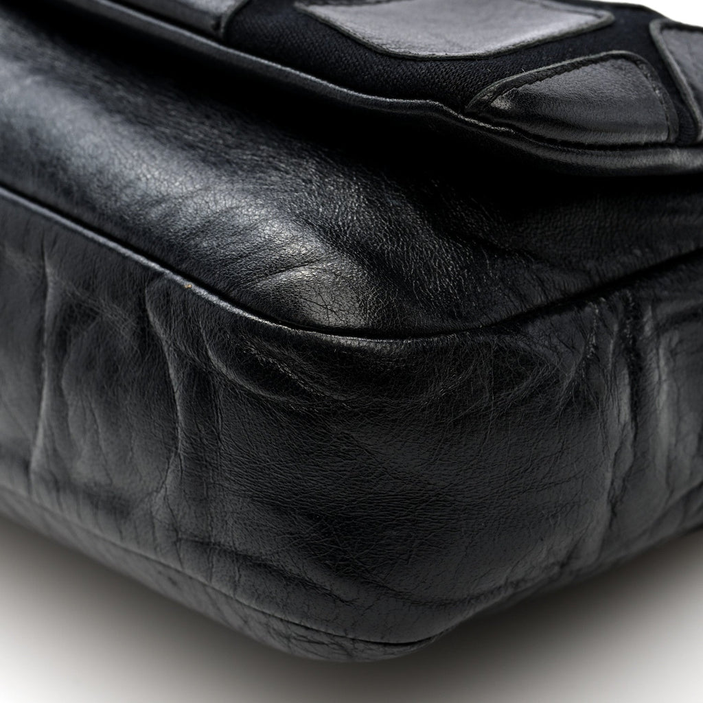 Lambskin Jersey Scales Flap Black