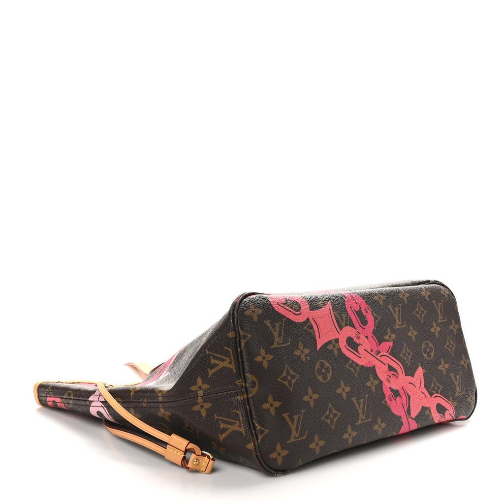 Monogram Bay Neverfull MM Rose Ballerine Poppy