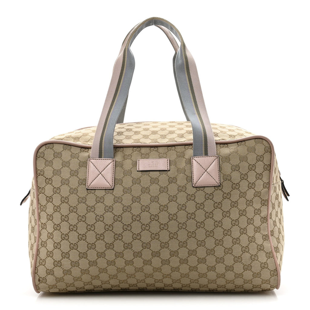 GG Monogram Web Medium Collapsable Carry On Duffle Beige Pink