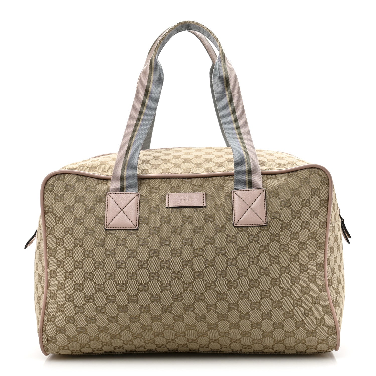 GG Monogram Web Medium Collapsable Carry On Duffle Beige Pink