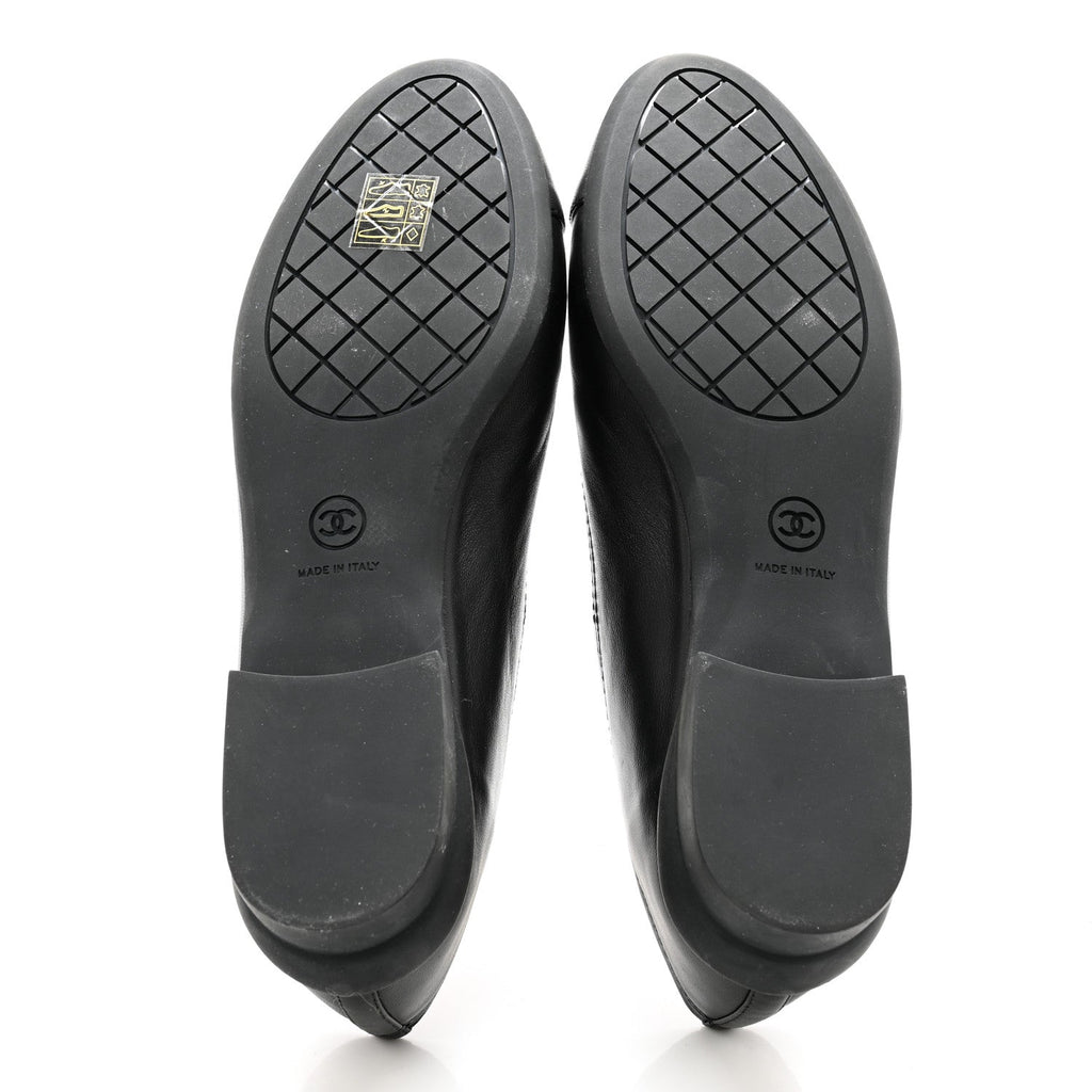 Lambskin Cap Toe CC Uniform Ballerina Flats 39 Black