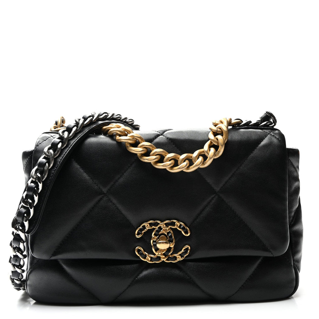 Goatskin Quilted Medium Chanel 19 Flap Black