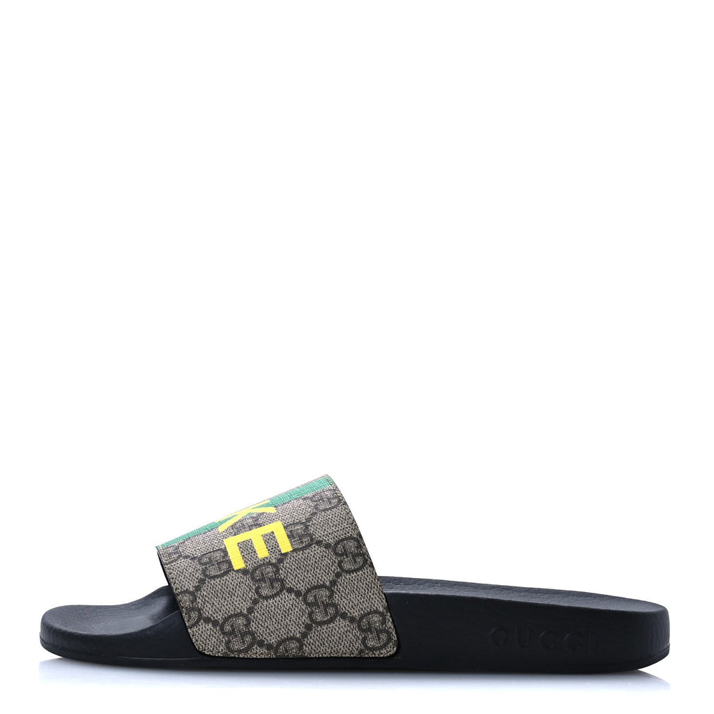 GG Supreme Monogram Fake/Not Slide Sandals 37 Beige Ebony