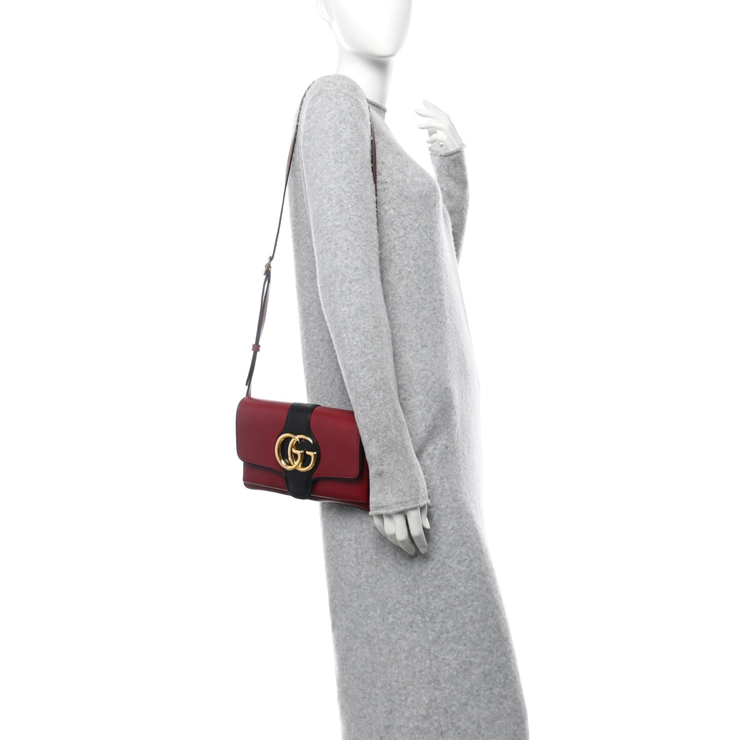 Vitello Palmellato Lux Bi-Color Small Arli Flap Shoulder Bag New Cherry Red Black