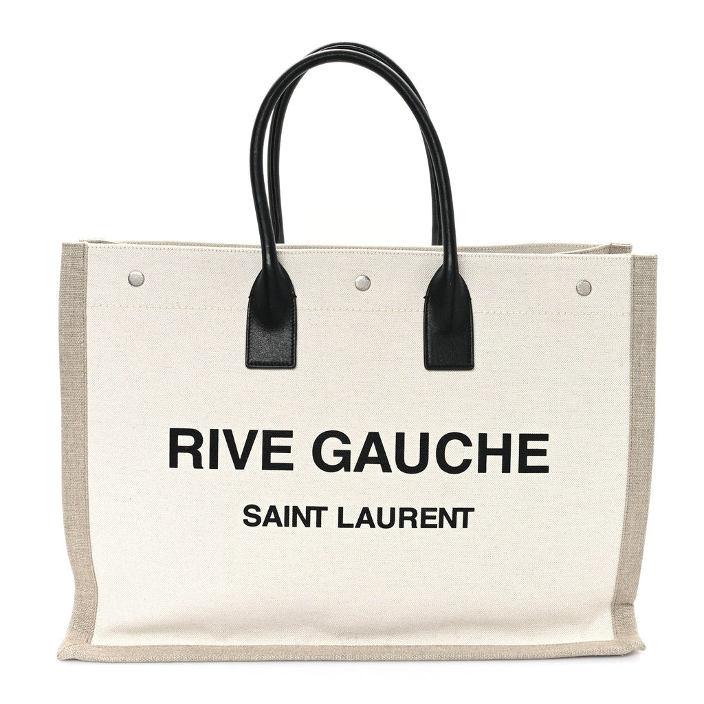 Linen Calfskin Rive Gauche Tote Optic White