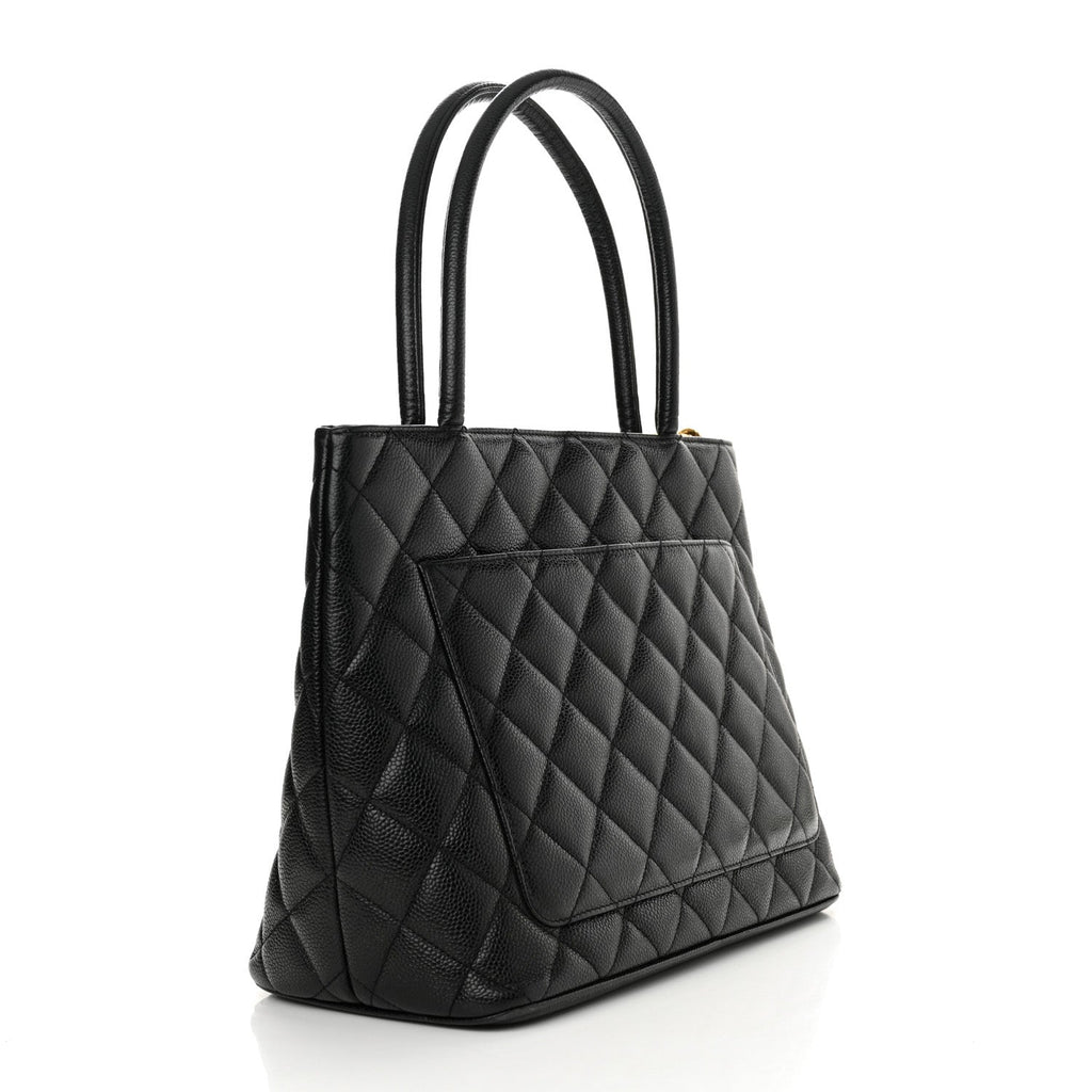 Caviar Quilted Medallion Tote Black