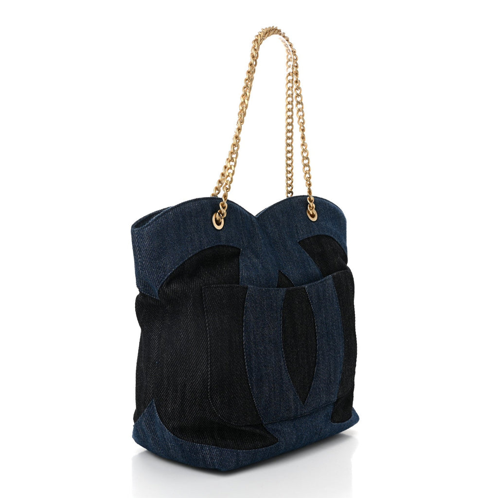 Denim Large Two Tone CC Shopping Blue