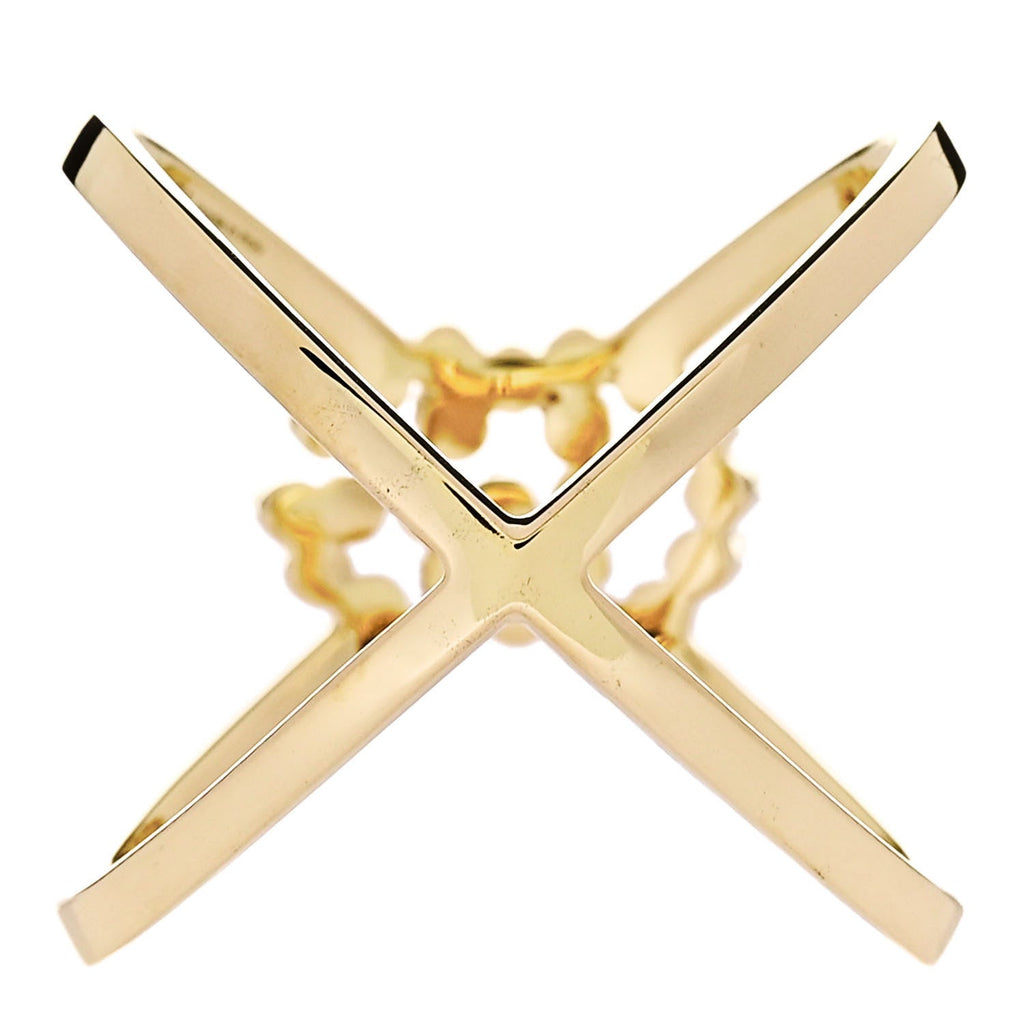 18K Yellow Gold Diamond Running G Cross Ring 50 5.25