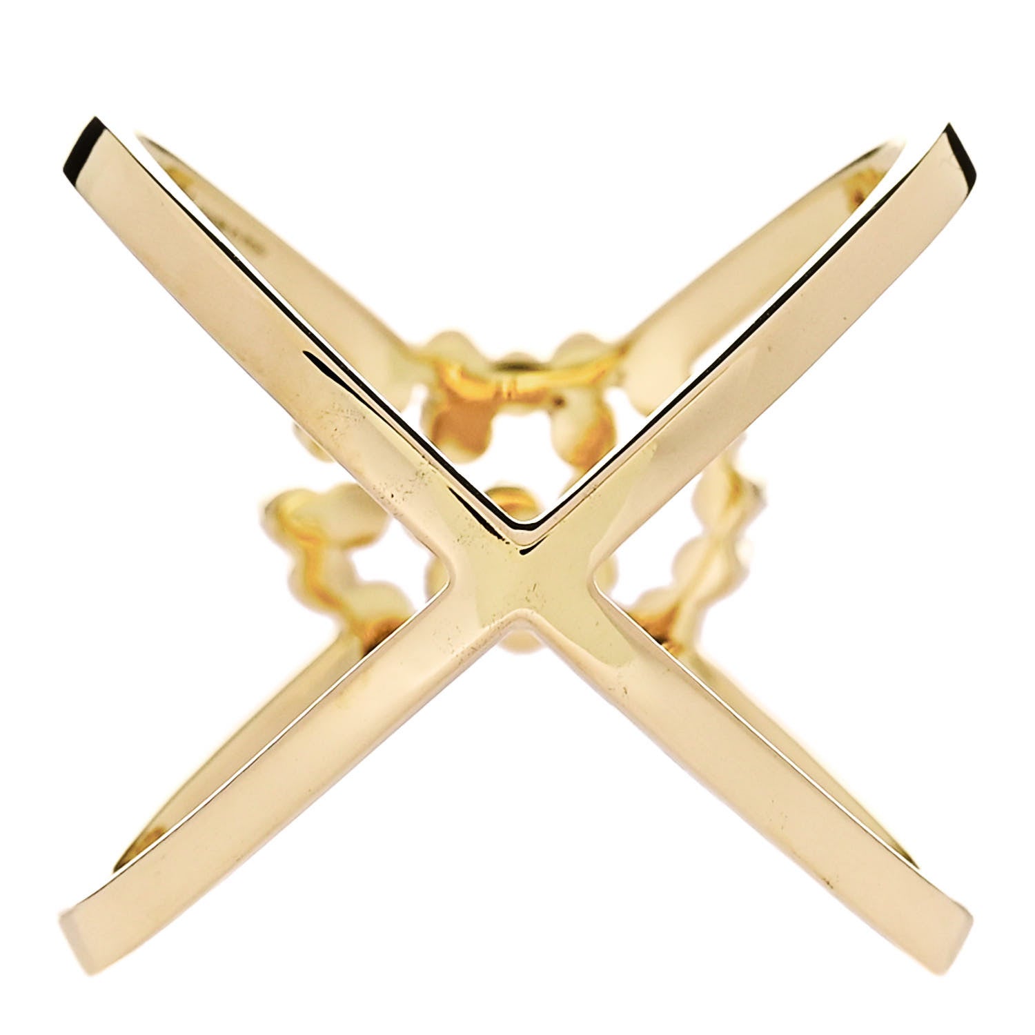 18K Yellow Gold Diamond Running G Cross Ring 50 5.25