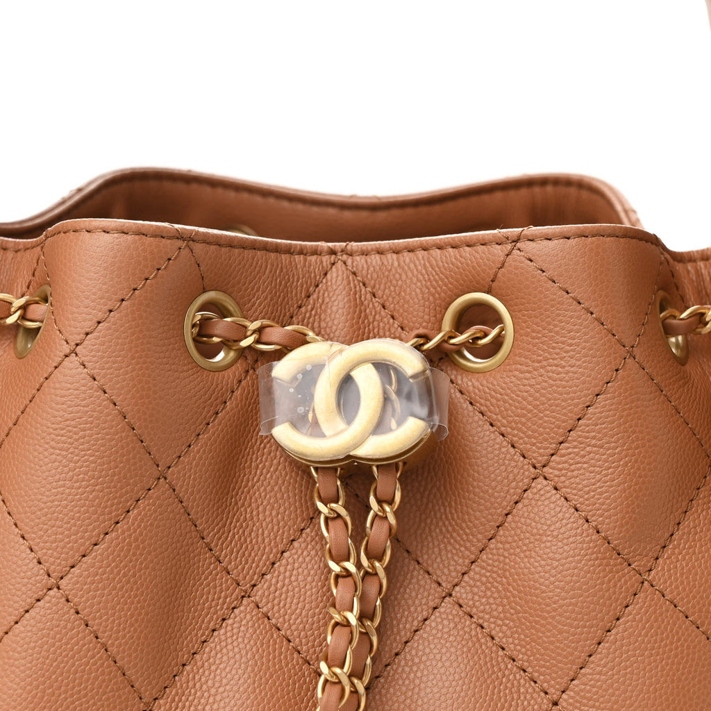 Caviar Quilted Small Chanel 25 Handbag Brown