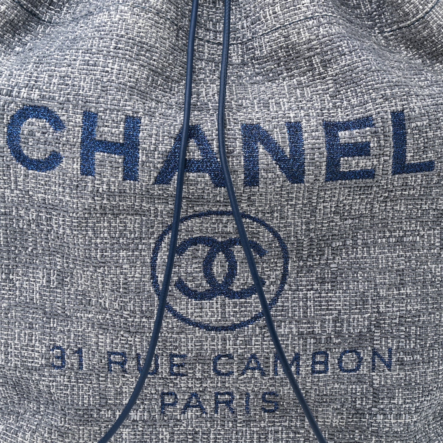 Woven Straw Raffia Large Deauville Backpack Blue