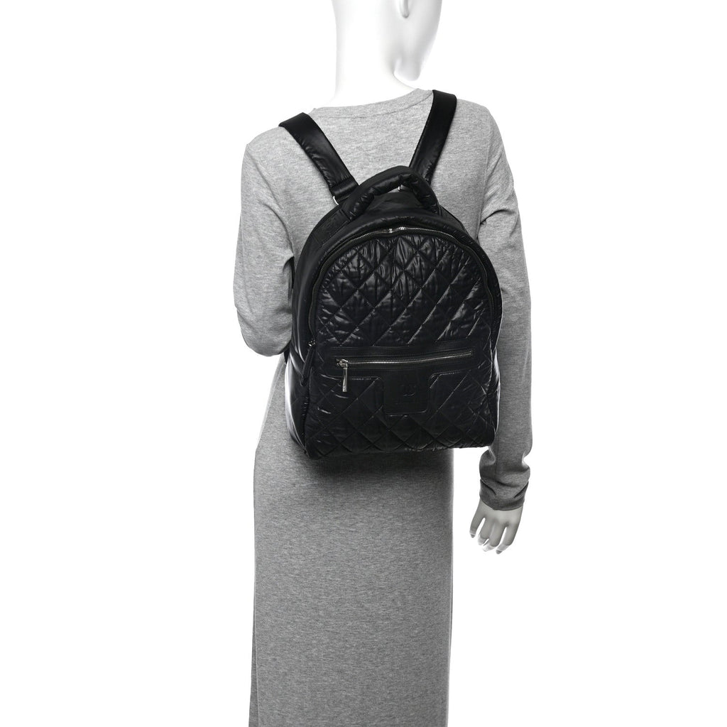 Nylon Quilted Coco Cocoon Backpack Black