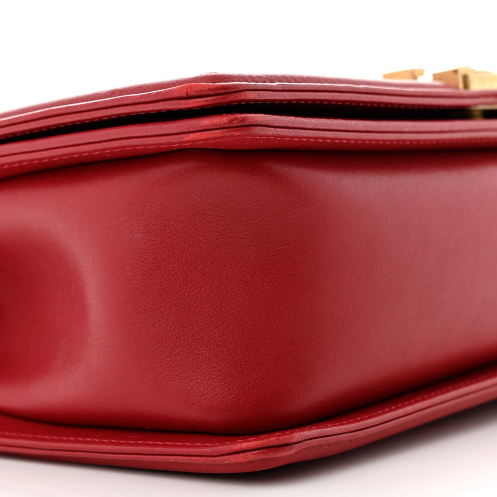 Calfskin Medium Boy Logo Top Handle Flap Red