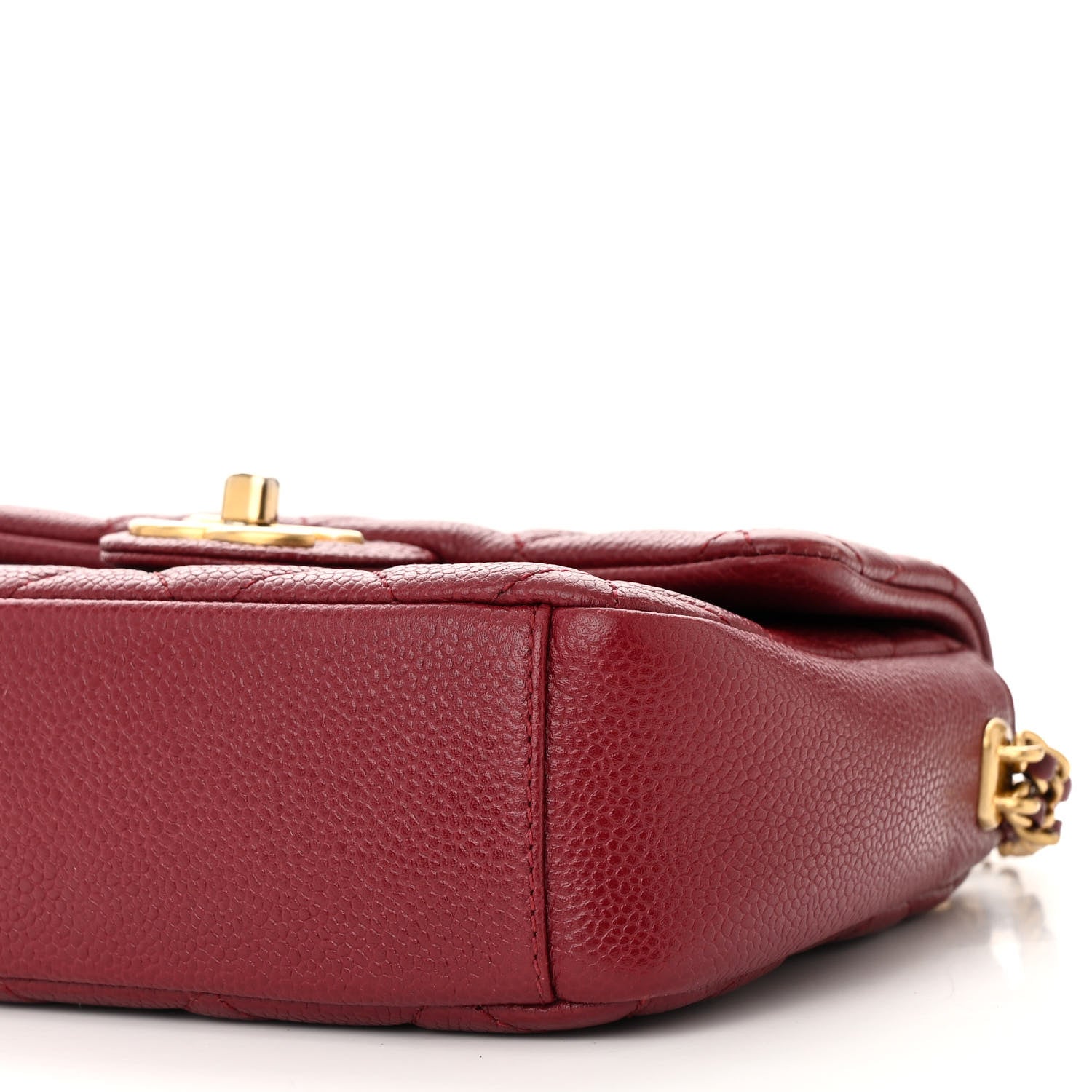 Caviar Quilted Mini Chain Soul Flap Burgundy