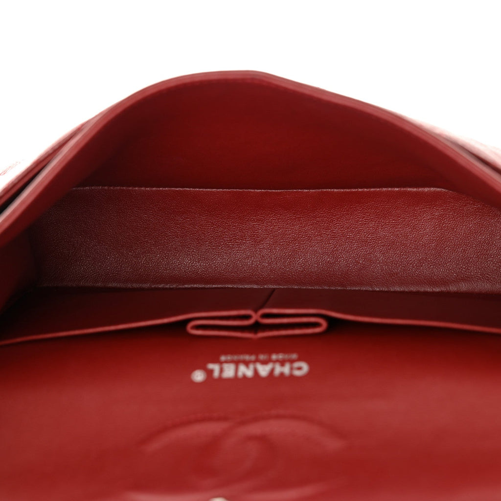 Caviar Quilted Medium Double Flap Burgundy