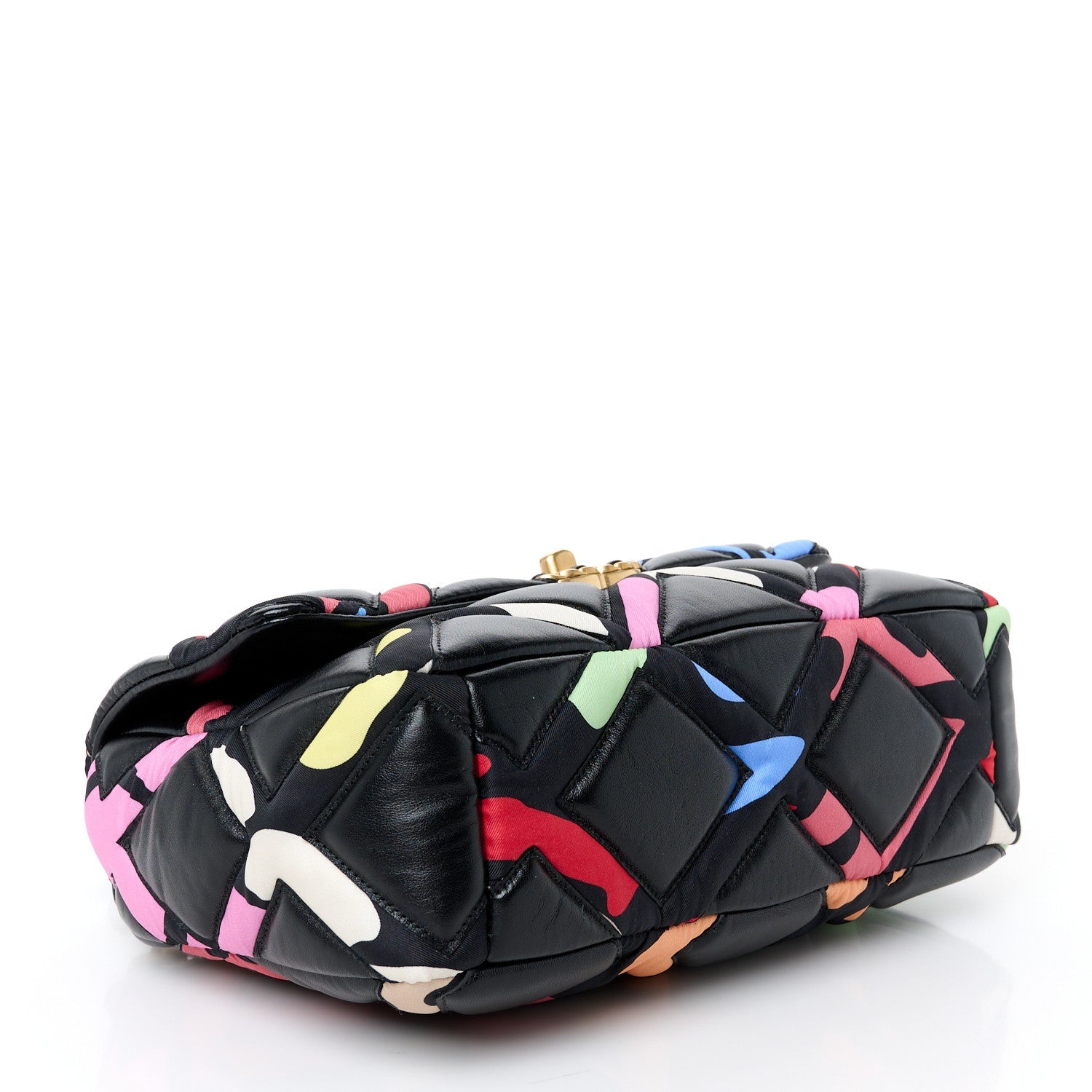Lambskin Printed Fabric Medium Chanel 19 Flap Black Multicolor